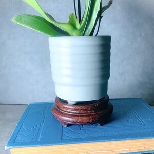 Wooden plant figurine Stand brown small mini